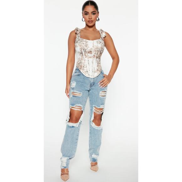 NWT Fashion Nova Ivory Something Special Corset Top - Picture 4 of 5